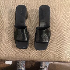 Gucci Black Patent Leather Mules